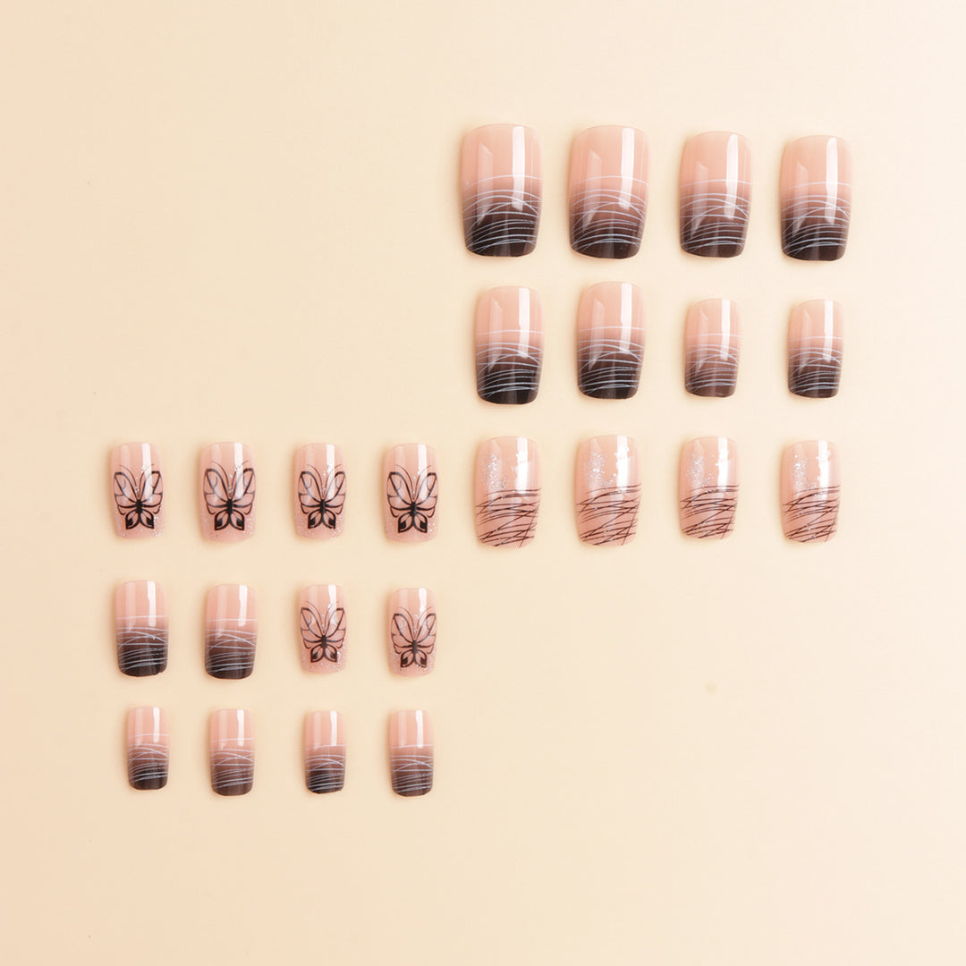 Elegant Butterfly-Themed Press-On Nail Art Stornfield