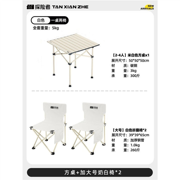 Folding Camping Table With Two Additional Chairs Stornfield