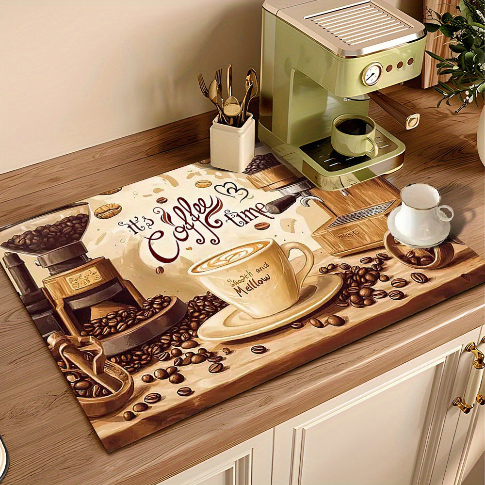 Coffee-Themed Kitchen Mat
