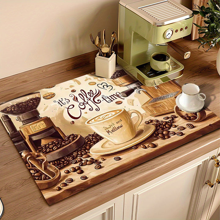 Coffee-Themed Kitchen Mat