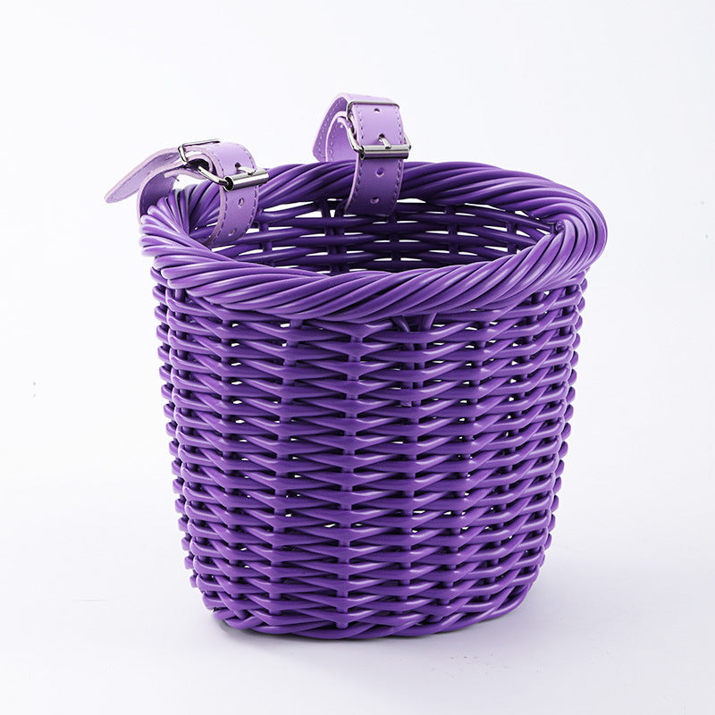Woven Storage Basket with Adjustable Leather Straps Stornfield