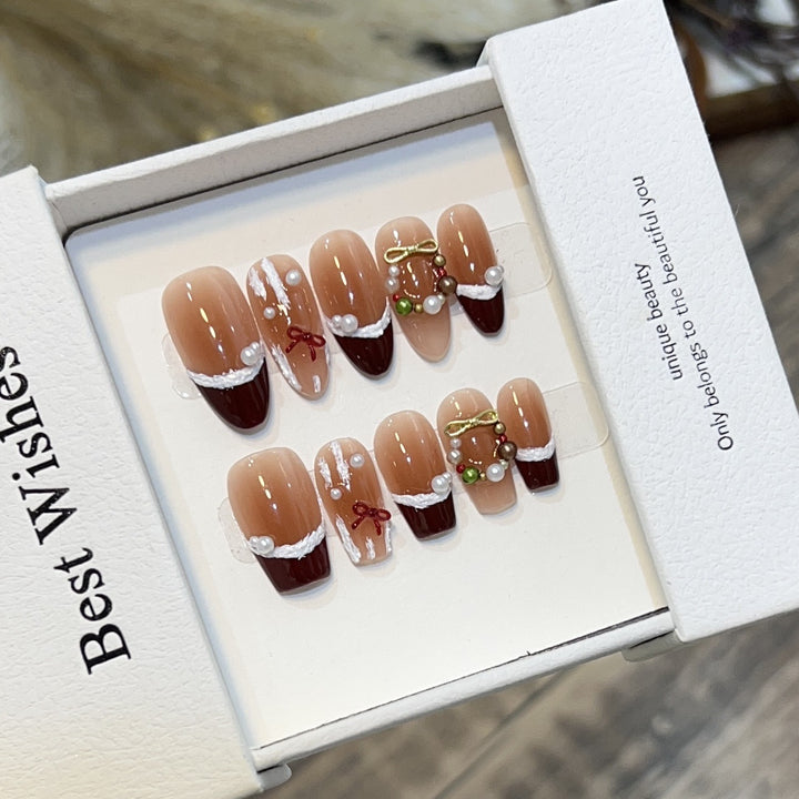 Glittery Press-On Nail Art Set with Snowflake Design Stornfield