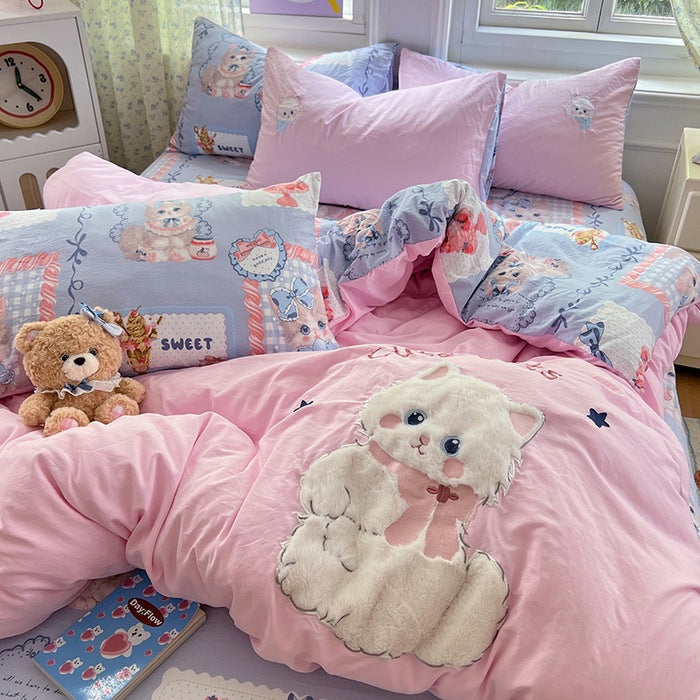 Children's Cute Cat-Themed Bedding Set