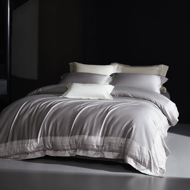 Luxury Sateen Duvet Cover Set with Silk-Feel Finish and Hemstitch Detail