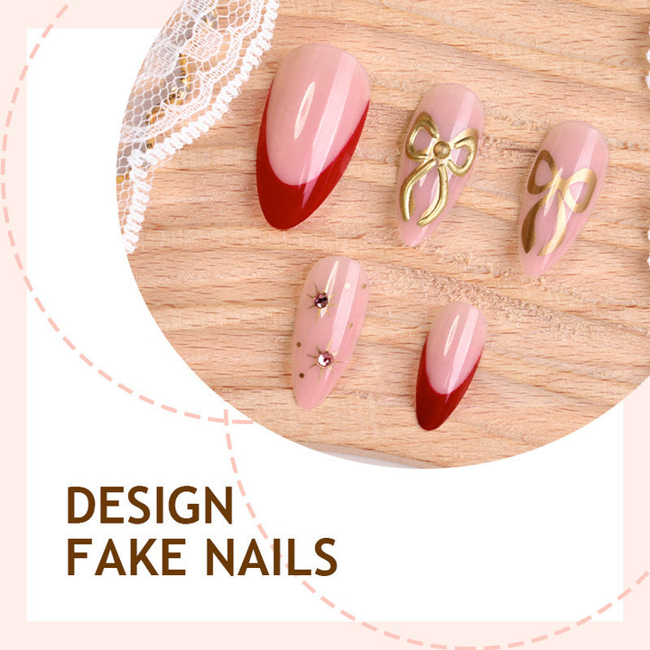 Designer Artificial Nail Set with Elegant Lace Design Stornfield