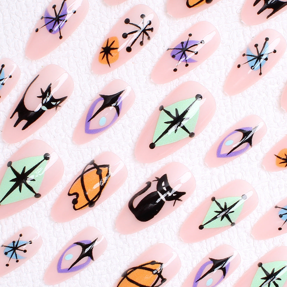 Artificial nail set with artistic Halloween designs Stornfield
