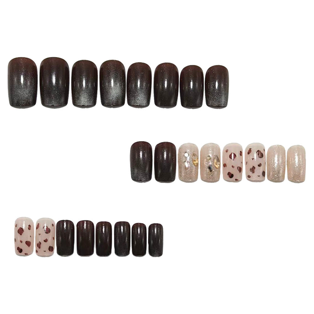 Artificial nails with elegant glitter and leopard pattern Stornfield