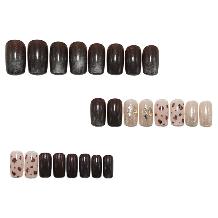 Artificial nails with elegant glitter and leopard pattern Stornfield