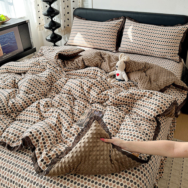 Plush Minky Dot Quilted Comforter Set