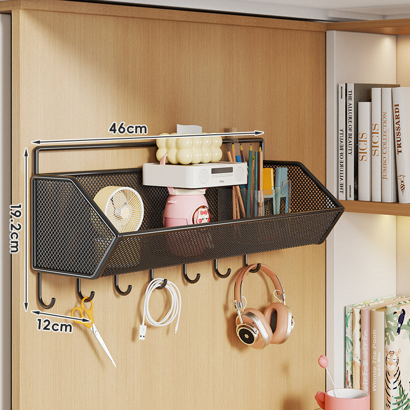 Mesh Hanging Wall Storage Basket Shelf with Over-Cabinet Hook and Ventilated Steel Design