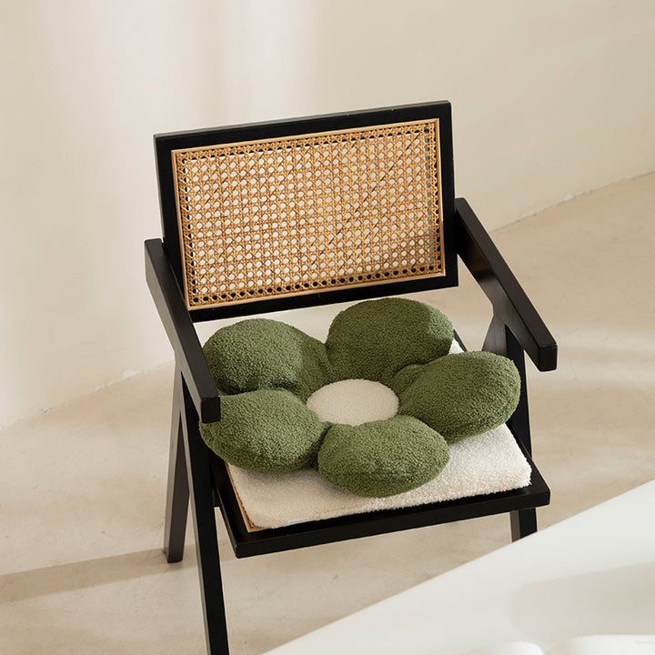 Padded flower seat cushion with teddy plush and ergonomic padding Stornfield