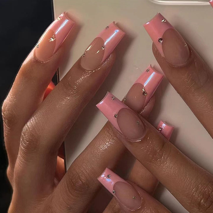 Elegant artificial nails with glitter and ombre effect Stornfield