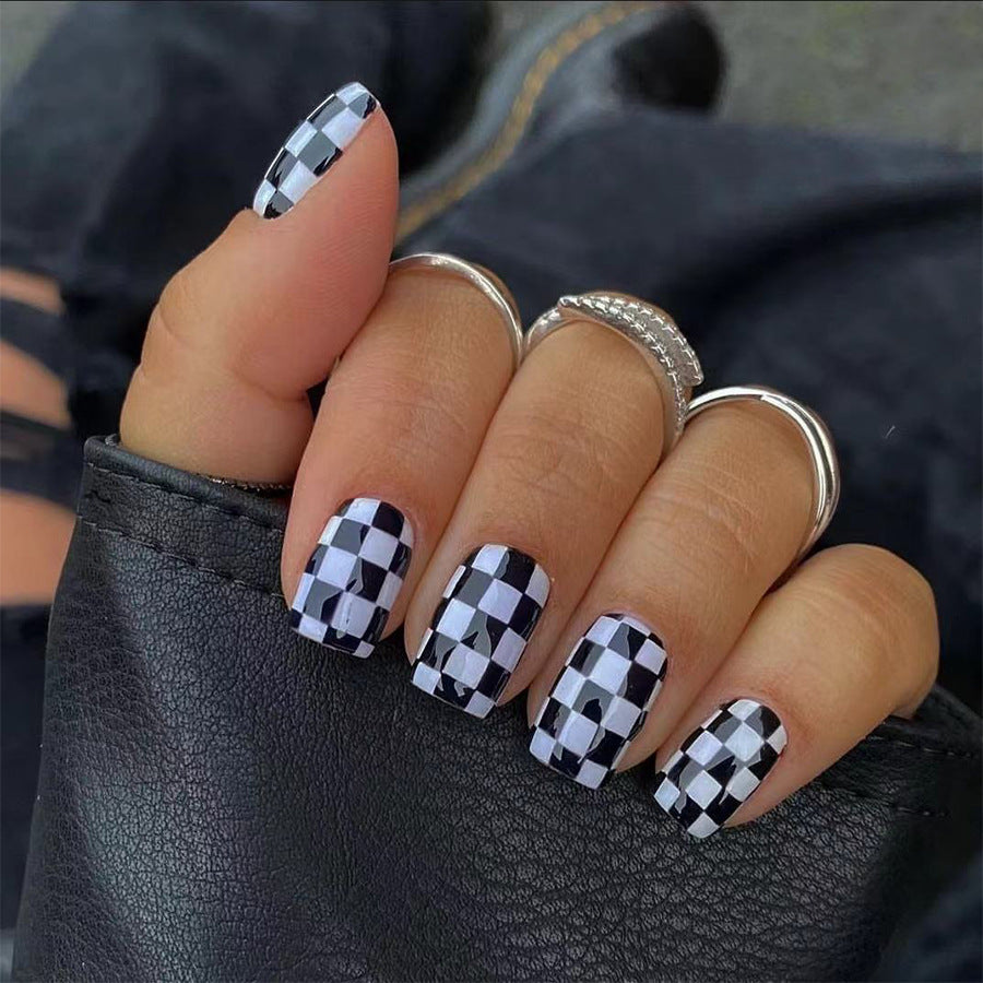 Artificial nails in modern chessboard design Stornfield