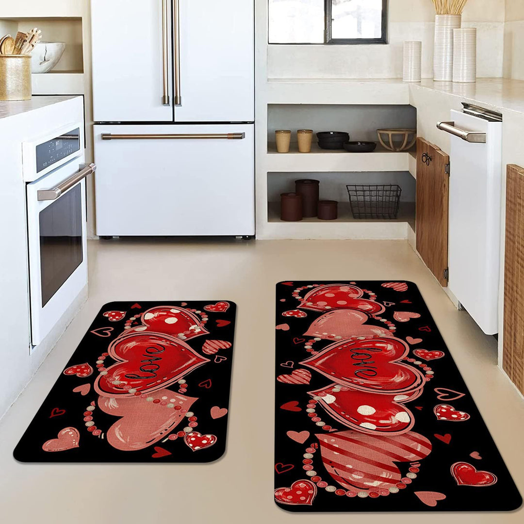 Heart-Themed Kitchen Runner Mat Stornfield