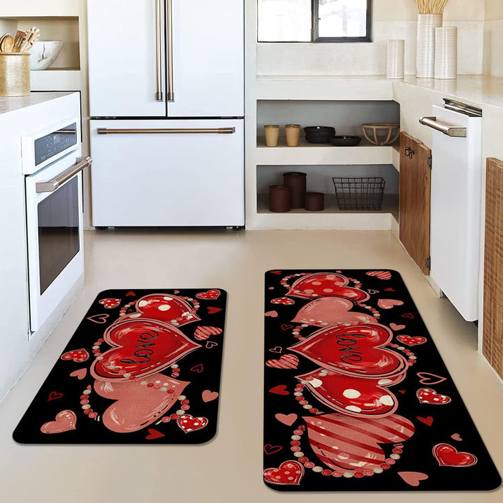 Heart-Themed Kitchen Runner Mat Stornfield