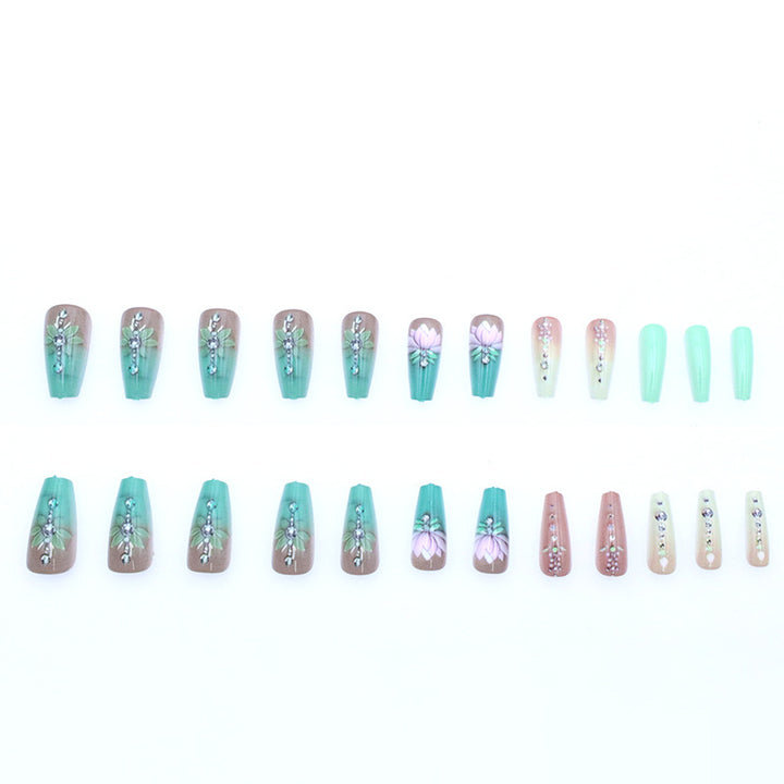 Elegant Floral Gemstone Nail Art Stornfield