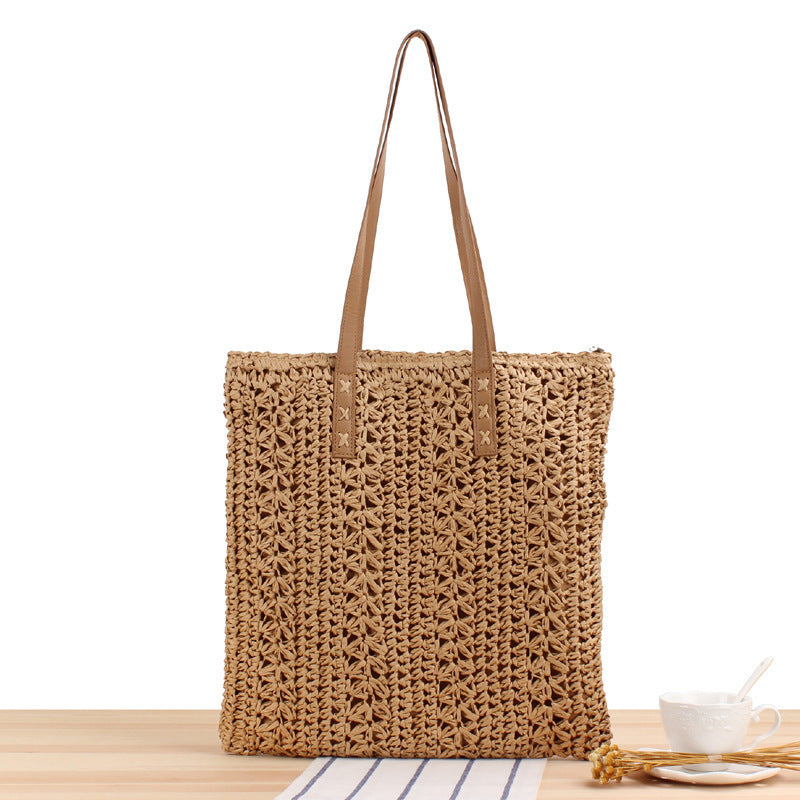 Braided summer bag with sturdy leather handles Stornfield