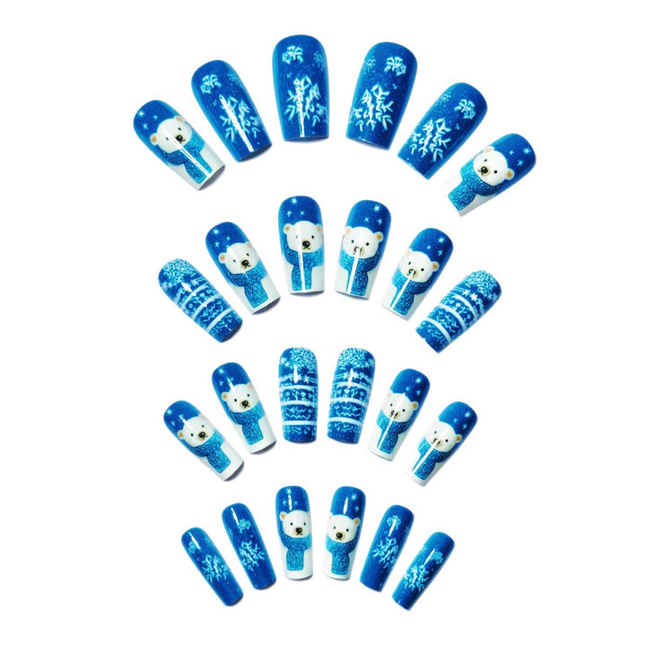 Winter art nails with bear and snowflake design Stornfield