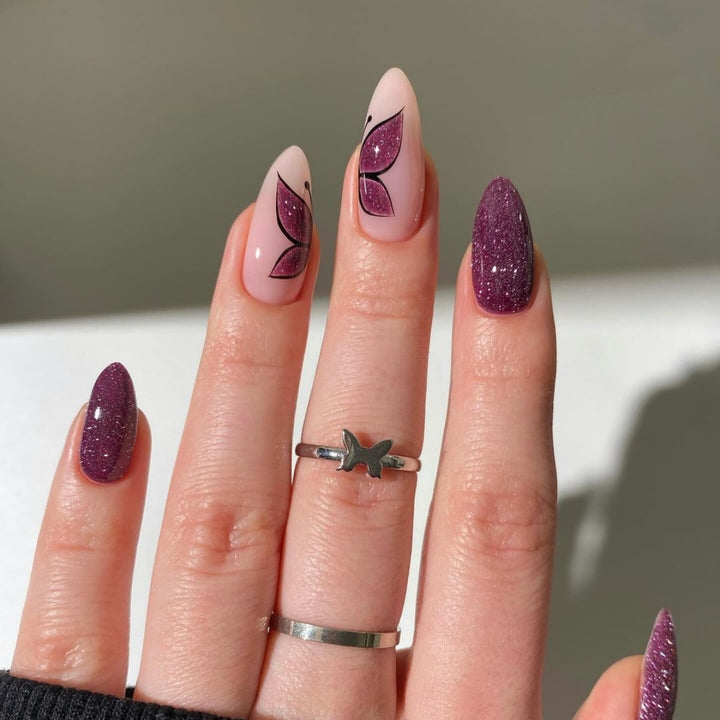 Butterfly-Inspired Glitter Nail Extensions Stornfield