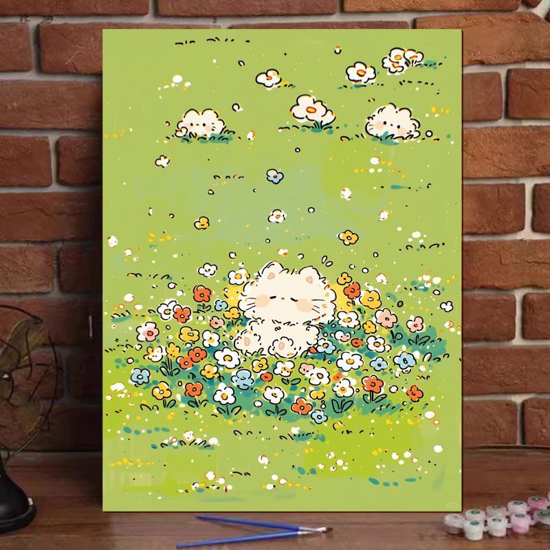Cute Cat Illustration Canvas Art Print Stornfield