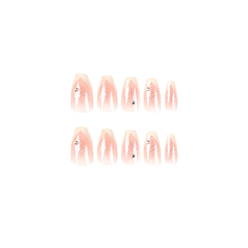 Elegant Artificial Nails with Glitter and Romantic French Tip Stornfield