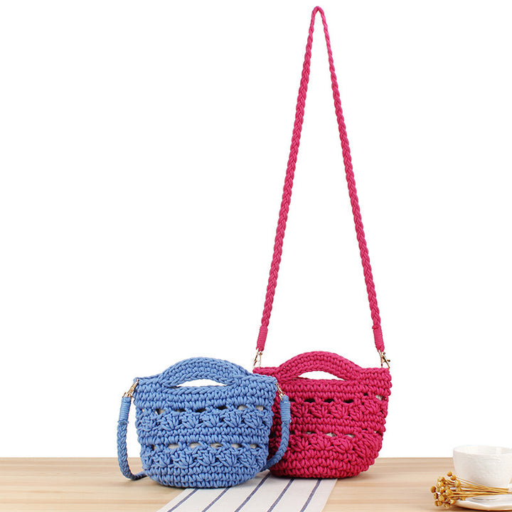 Playful macrame shoulder bag with braided handle Stornfield