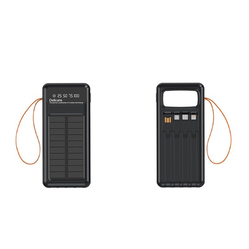 Solar Powerbank with Integrated Charging Cables and Digital Display Stornfield