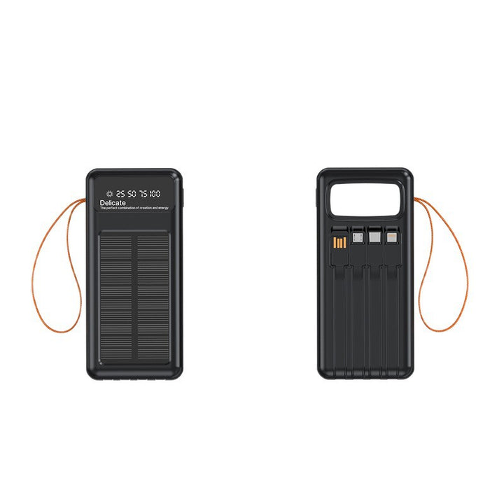 Solar Powerbank with Integrated Charging Cables and Digital Display Stornfield