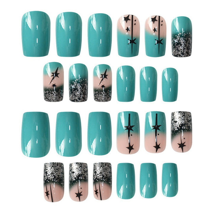 Artistic Gradient Press-On Nail Set with Star Design Stornfield