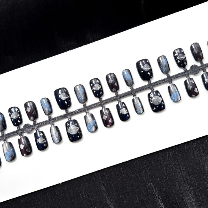Galactic-Themed Press-On Nail Art