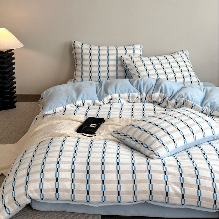 Brushed Cotton Checked Duvet Cover and Pillowcase Set