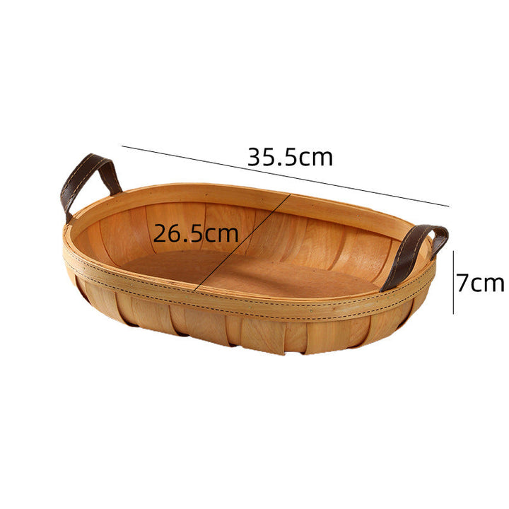 Handcrafted Oval Serving Tray with Leather Handles Stornfield