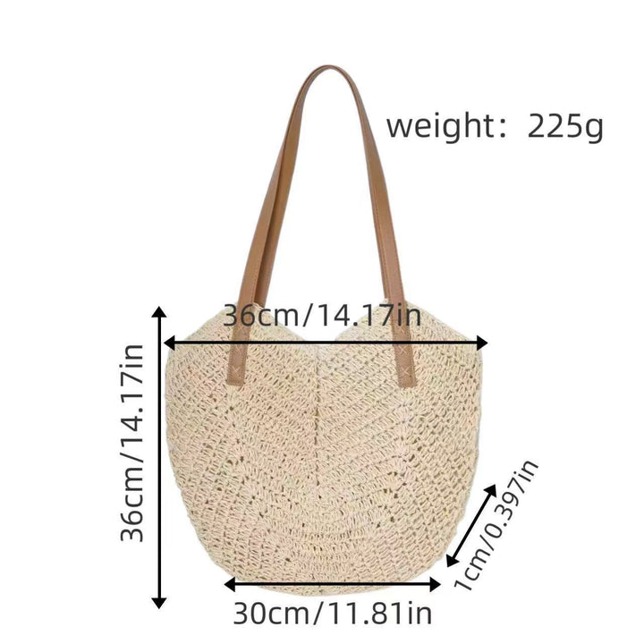 Beach bag with fashionable woven pattern and robust leather straps Stornfield
