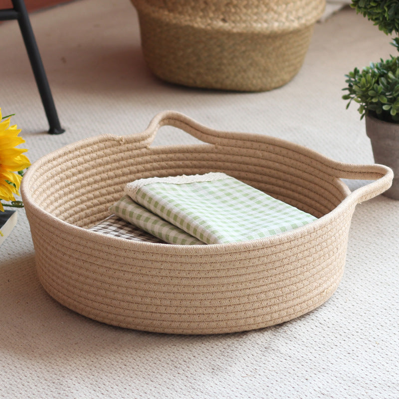 Handcrafted storage basket with handles Stornfield