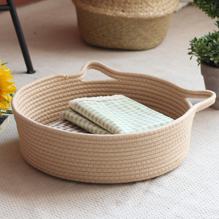 Handcrafted storage basket with handles Stornfield
