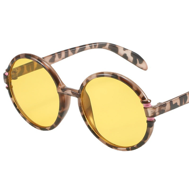 Women's round sunglasses in trendy leopard pattern with UV protection Stornfield