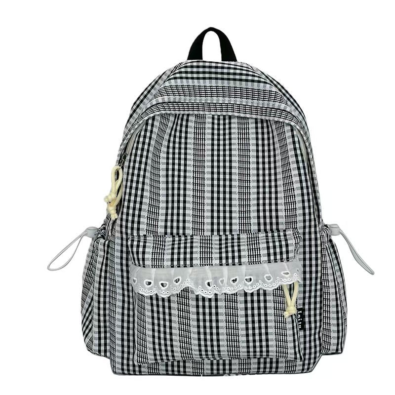 Gingham Patterned Stylish Backpack Stornfield