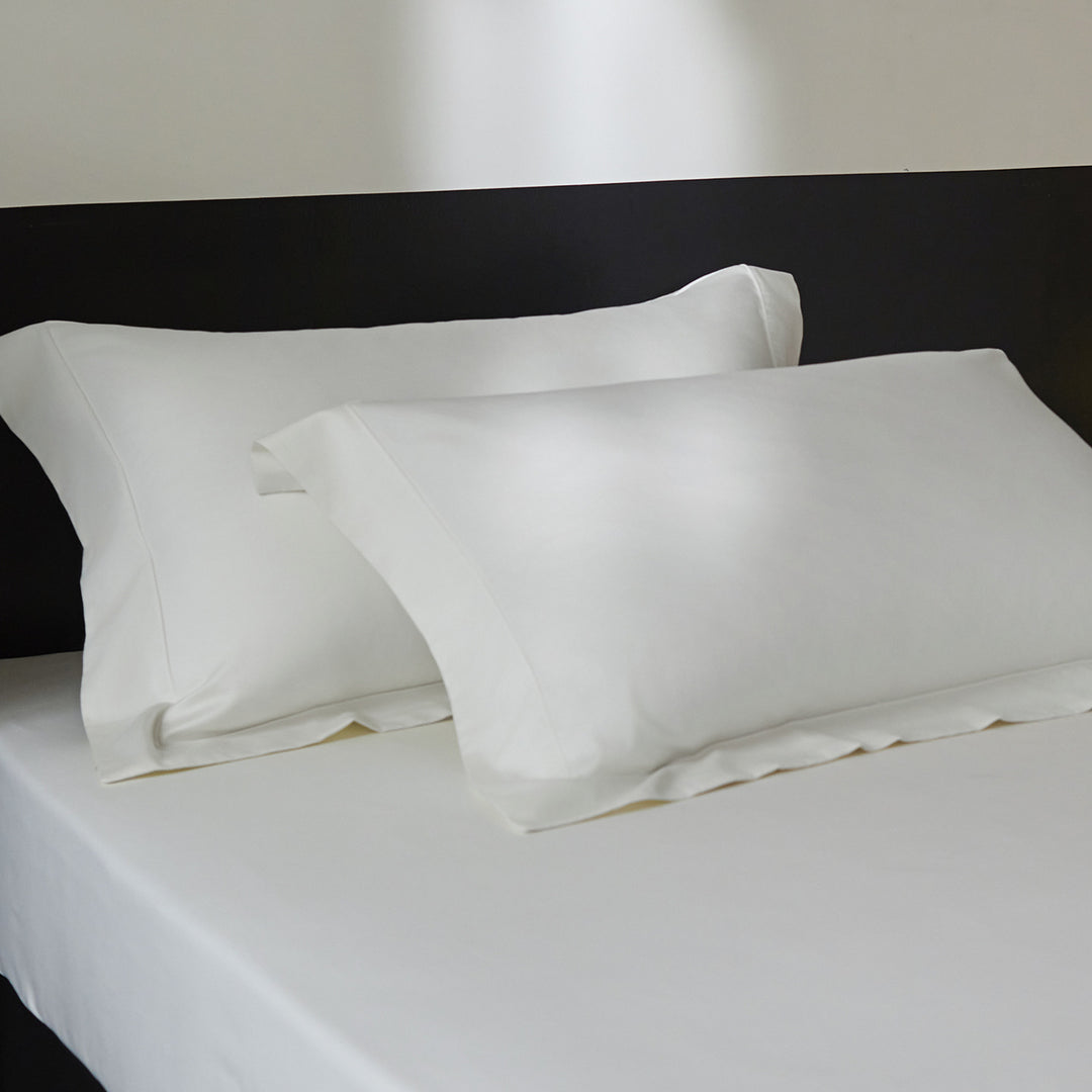 Hotel-Style Long-Staple Cotton Percale Bed Sheet Set with Deep-Pocket Fitted Sheet and Oxford Pillowcases