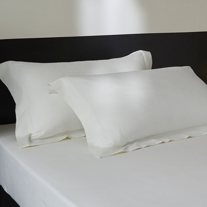 Hotel-Style Long-Staple Cotton Percale Bed Sheet Set with Deep-Pocket Fitted Sheet and Oxford Pillowcases