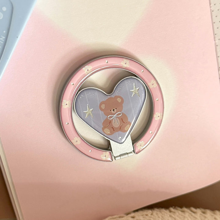 Hand mirror in heart-shaped design with bear motif Stornfield