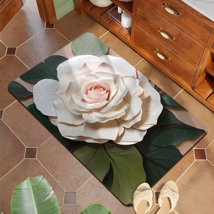 Floral Design Plush Bath Mat