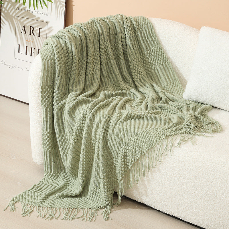 Women's stylish living room throw blanket with fringe pattern Stornfield