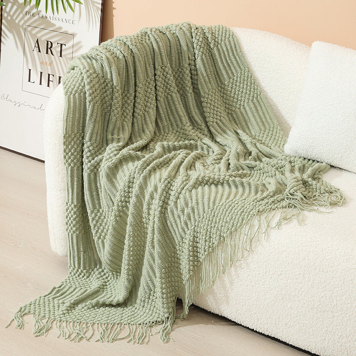 Women's stylish living room throw blanket with fringe pattern Stornfield