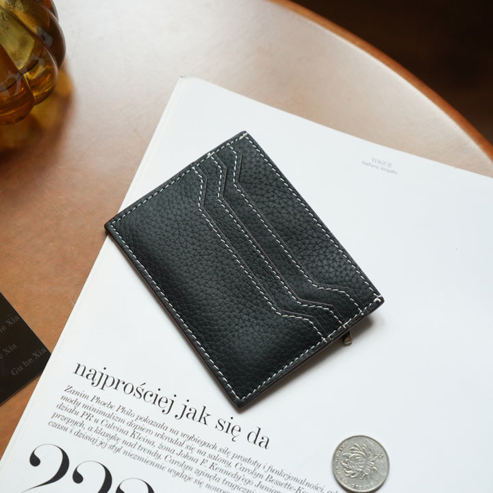 Textured Leather Card Holder Wallet