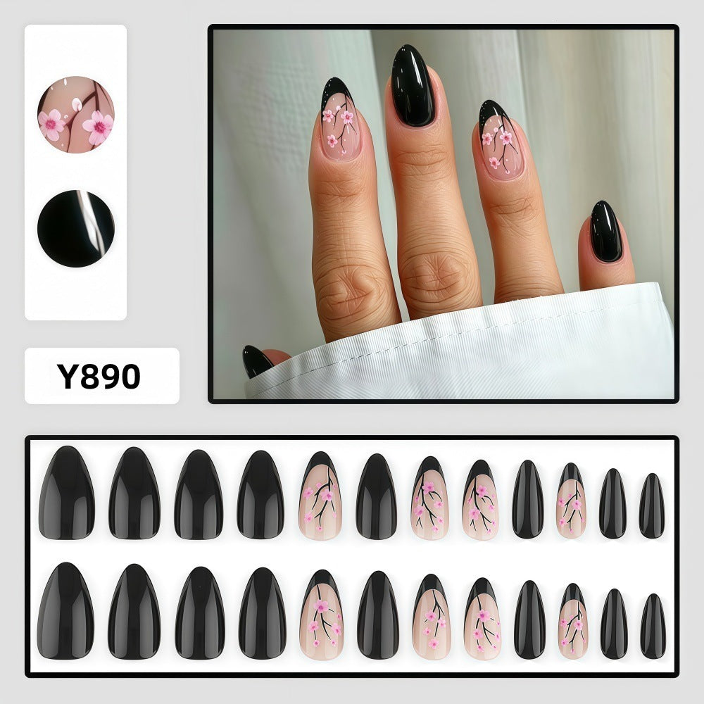 Trendy Artificial Nails with Floral Accents Stornfield