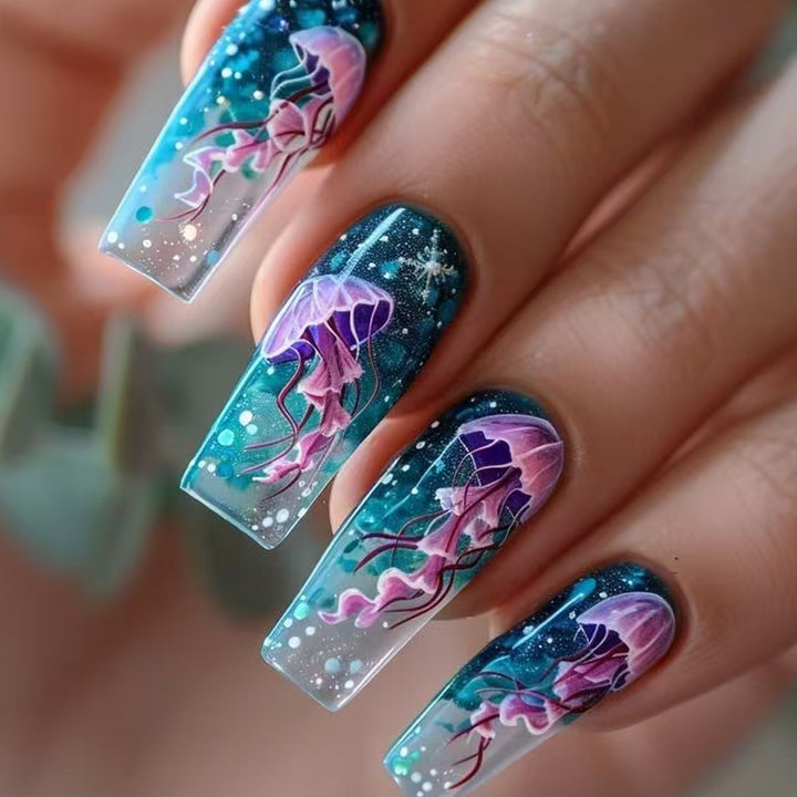 Artificial nails with impressive jellyfish design Stornfield