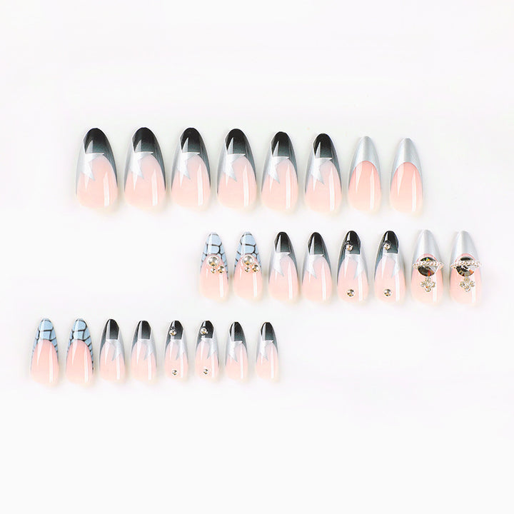 Artful acrylic nails with elegant 3D decorations and glitter effects Stornfield