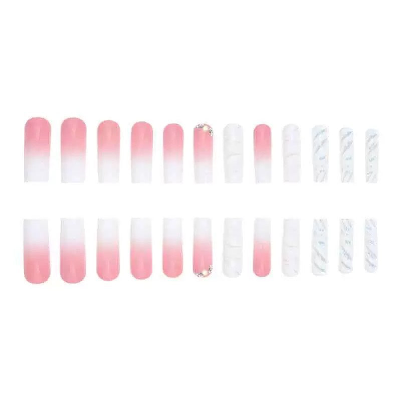 Artificial nail set with glamorous 3D accents and transparent design Stornfield