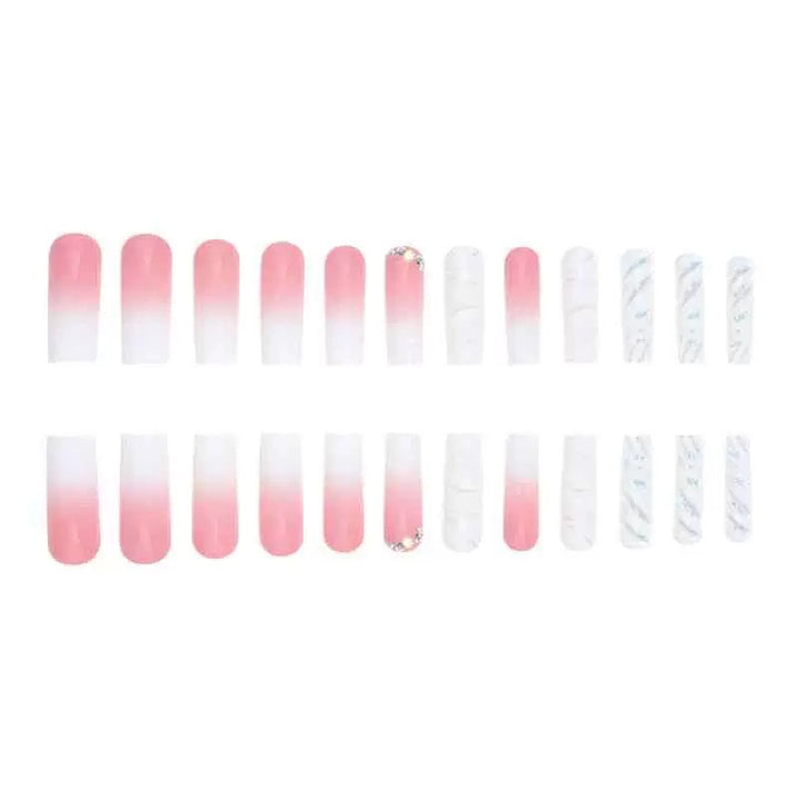 Artificial nail set with glamorous 3D accents and transparent design Stornfield