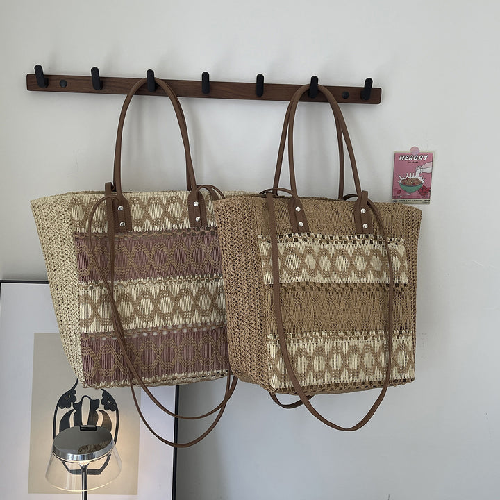 Woven Straw Market Tote Bag